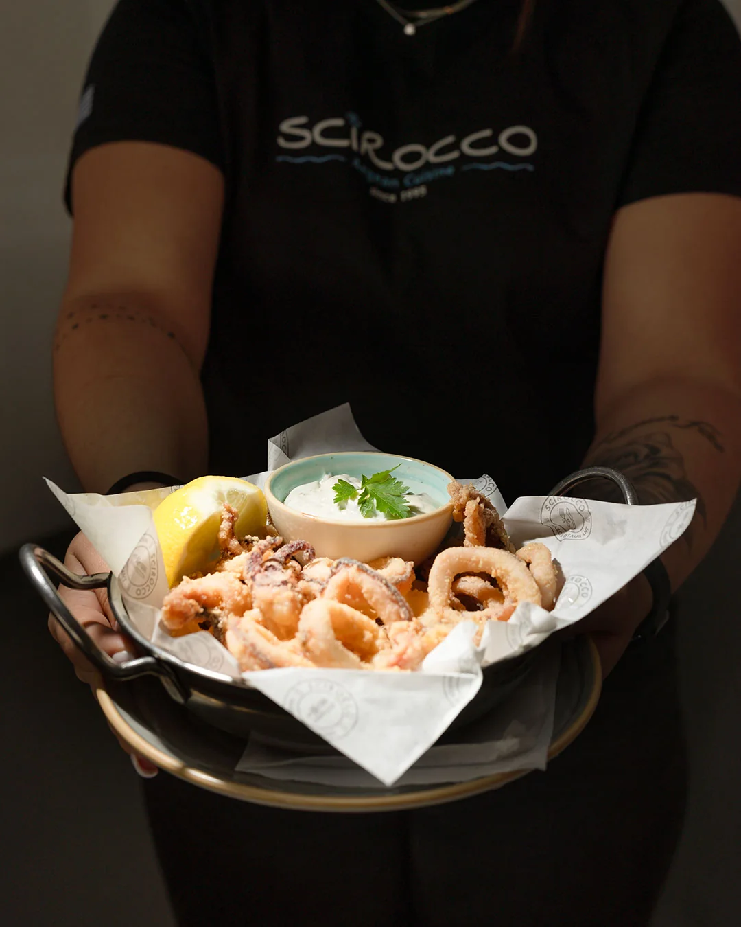 Calamari served by the Scirocco team