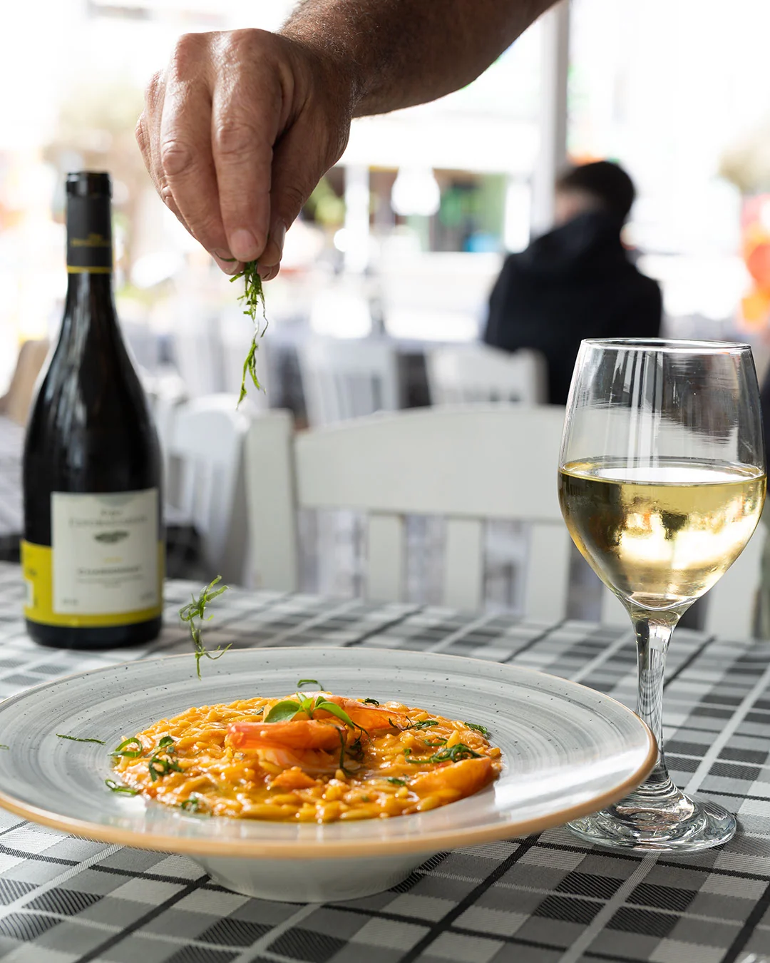 Shrimp orzo dish at Scirocco